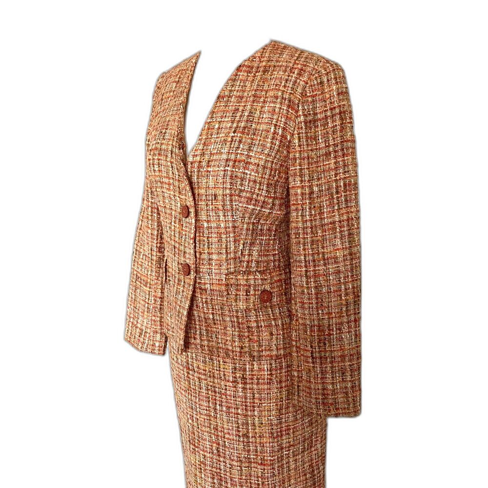 Dolce & Gabbana Orange Tweed Skirt Suit Archival Style 90 Y2K Old Money Clueless - Picture 5 of 15